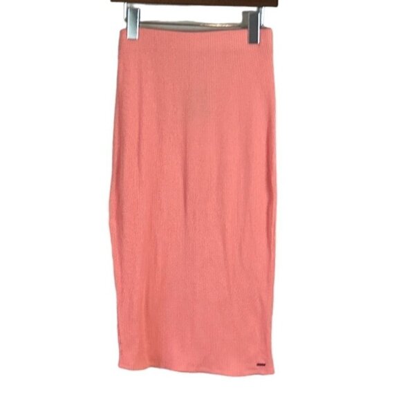 n:philanthropy Dallas Ribbed Midi Pencil Skirt Coral Size Small NWT - Picture 1 of 7